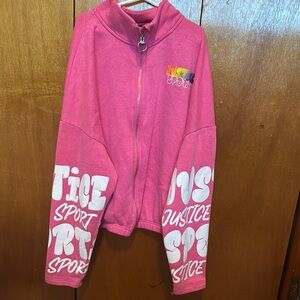 Justice Pink and White Fleece Hoodie